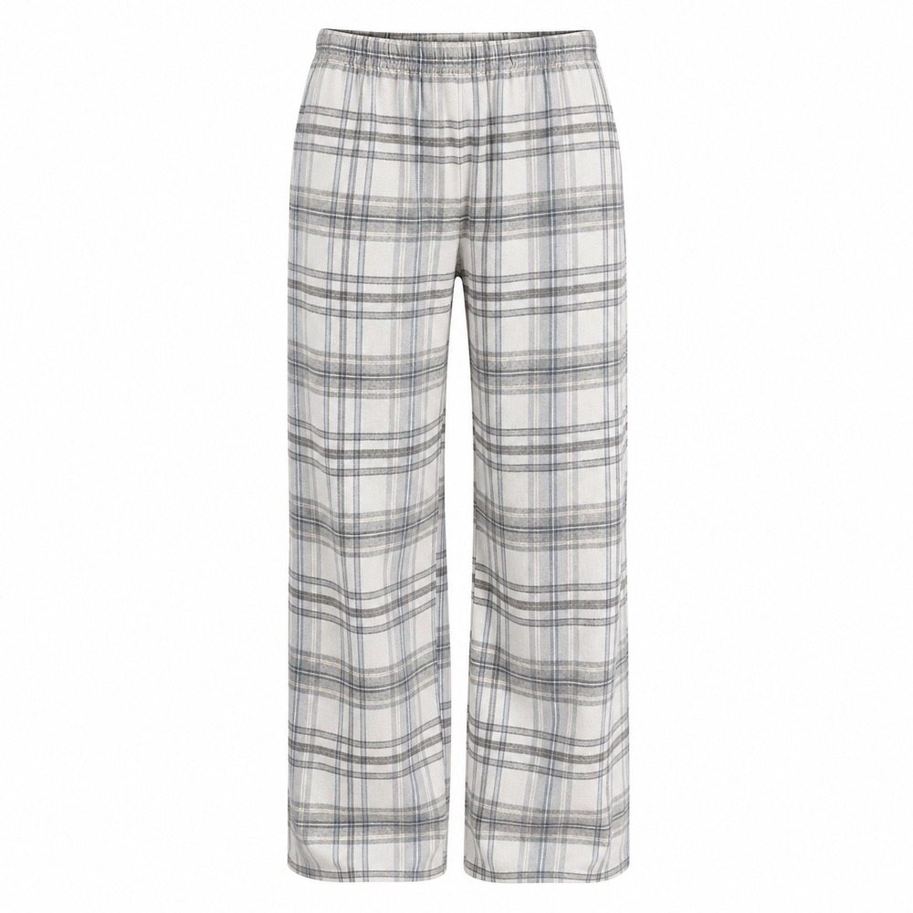 Jaclyn New York Pajama Set L Rayon Cotton Plaid Sleepwear Cozy Loungewear Grey - Picture 2 of 13